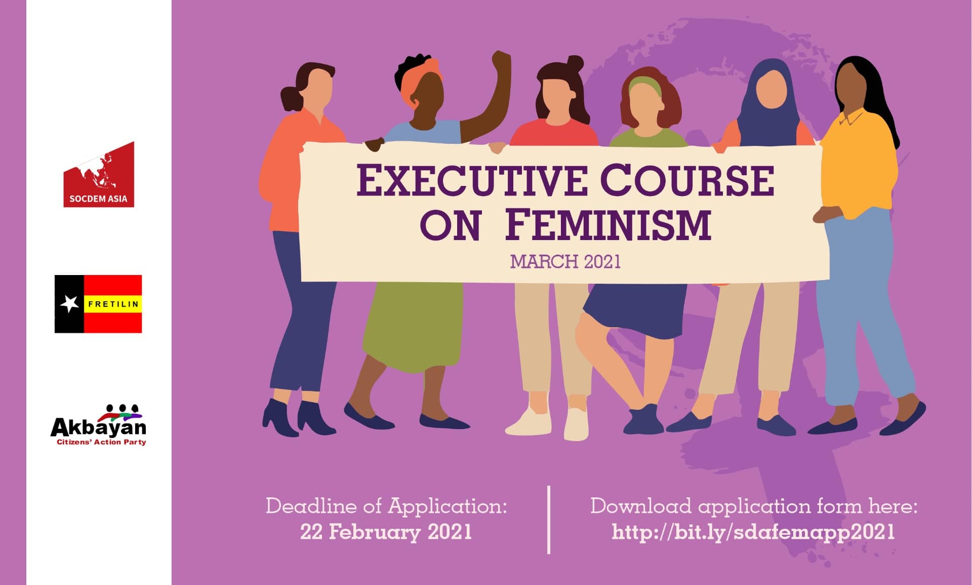 CALL FOR APPLICATIONS: EXECUTIVE COURSE ON FEMINISM - MARCH 2021 Banner